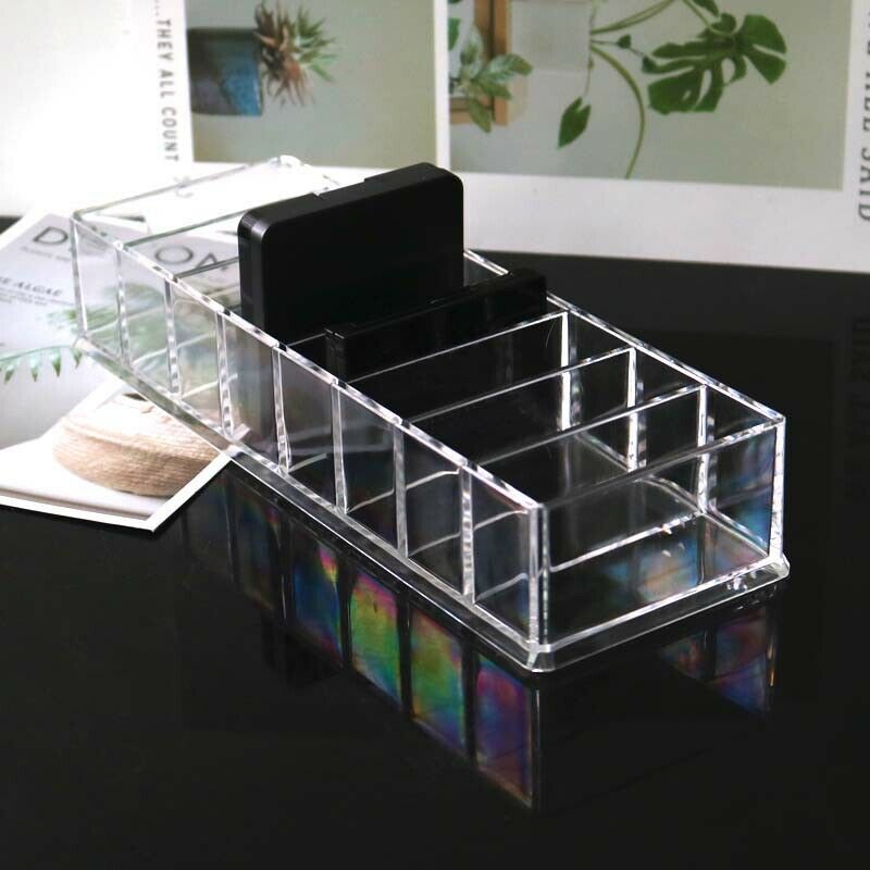 Clear Plastic Makeup Organizer Lipsticks Holder Power Box Blender Sponge Case