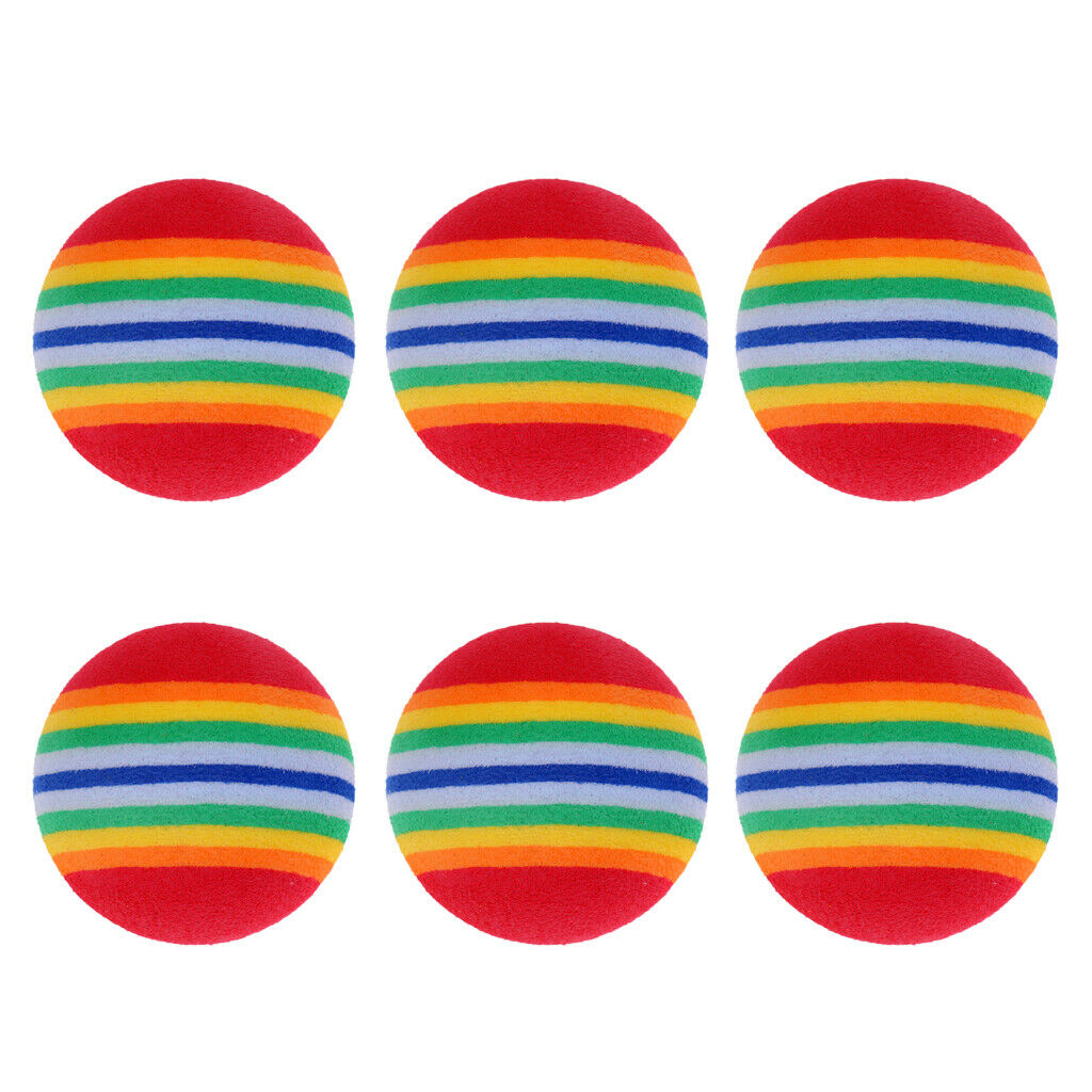 6 Pieces Light Soft Foam Rainbow Color Indoor Practice Golf Training Balls