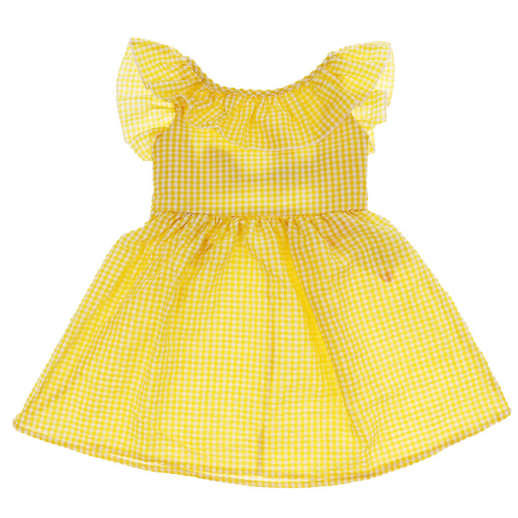 Little Baby Girl Plaid Ruffles Summer Dress Kids Girl Backless Dresses 2T Yellow