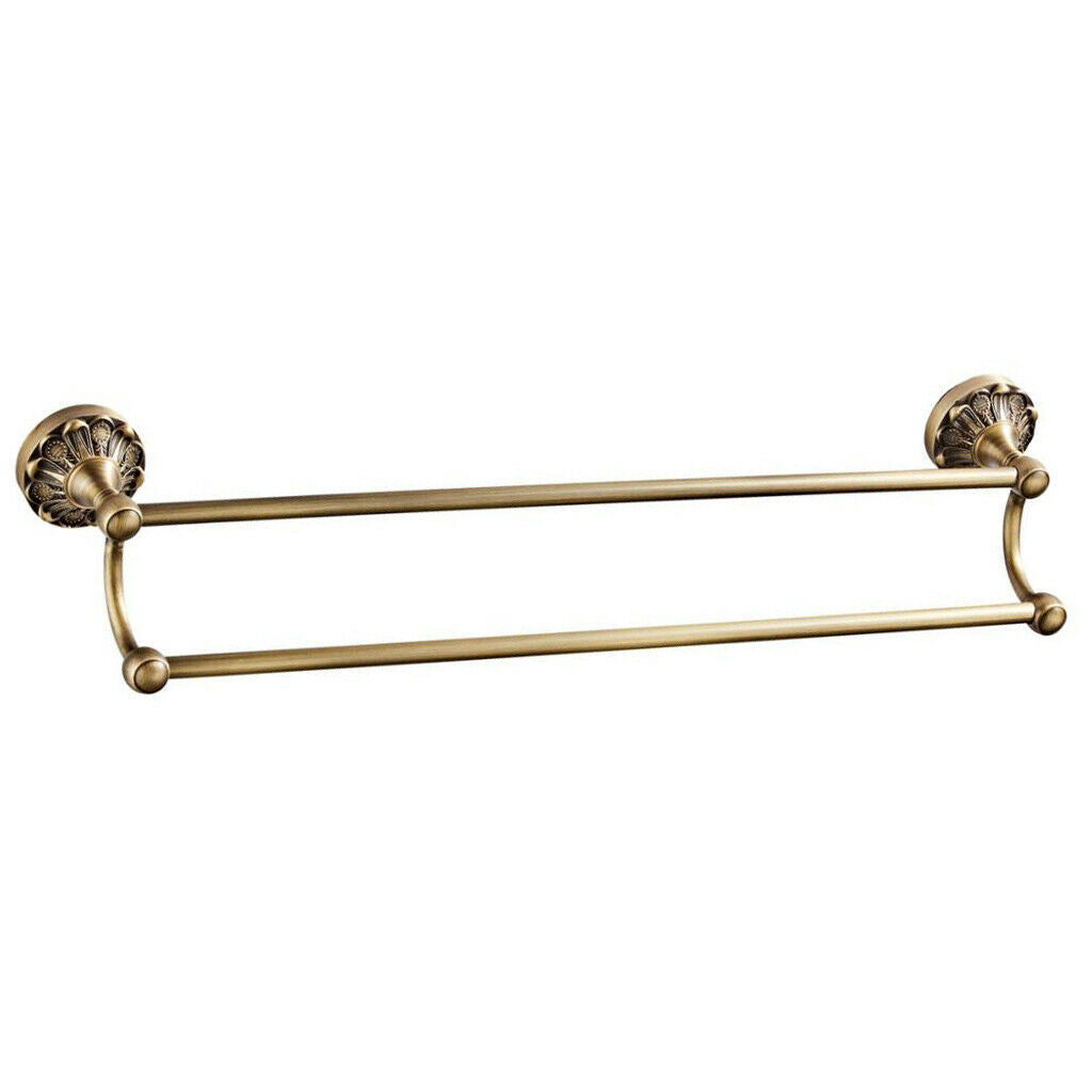 Towel Rack Bathroom Home 2 Rail Hanger Brass Shelf Holder Wall Mounted Bars