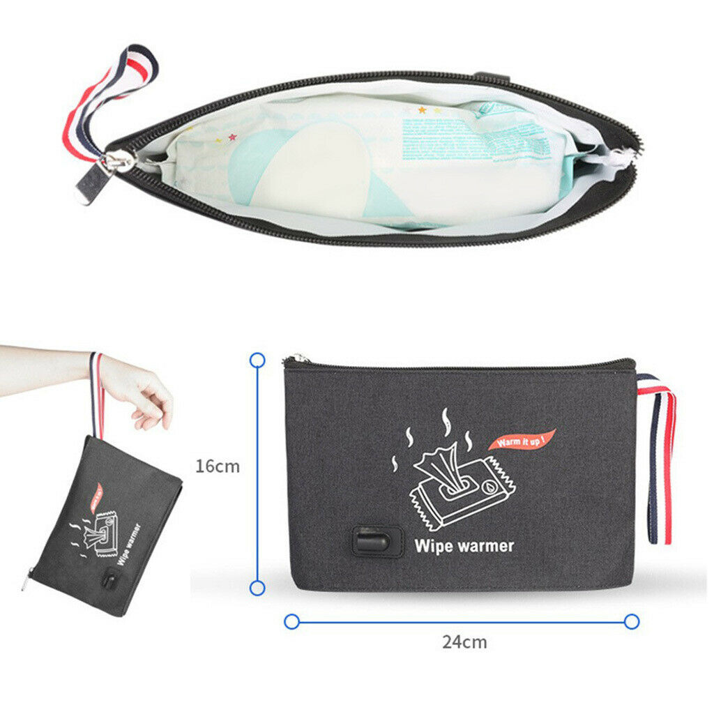 Car Vehicles Baby Wet Wipe Heater Bags Napkin Pouch Heating Holder Black