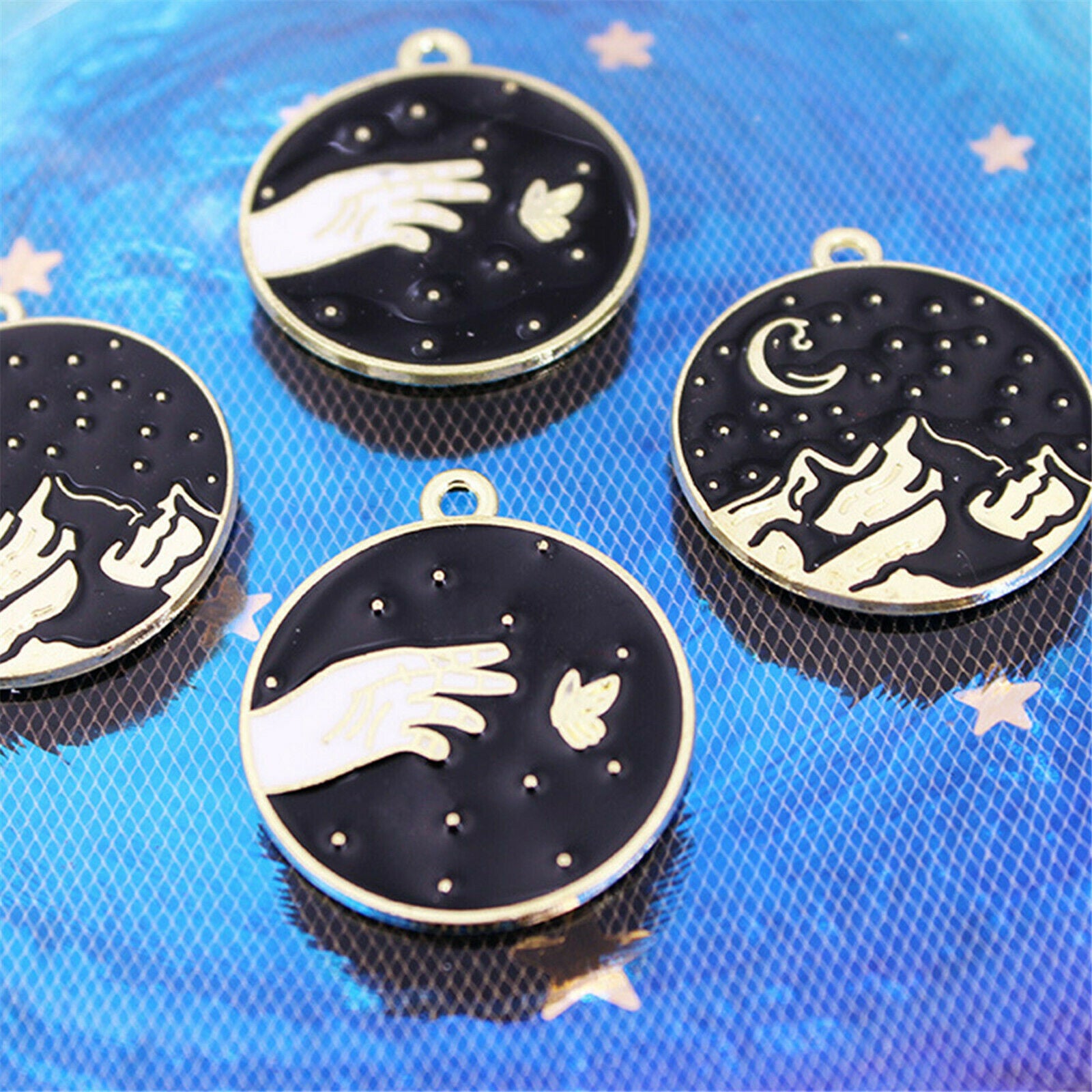 Wholesale 24x26mm Enamel Starry Sky Pendant Charm for Necklace Bracelet 10PCS