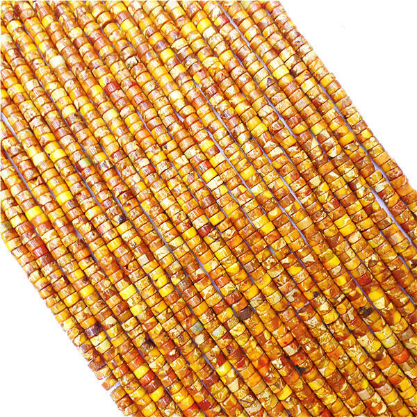 1 Strand 4x3mm Yellow Sea Sediment Jasper Heishi Disc Spacer Beads 15.5" HH8878