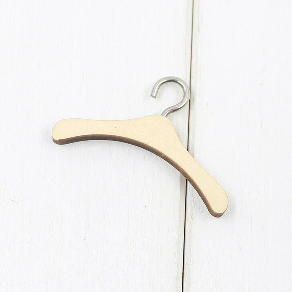 10 Pieces Wooden Hook Clothes Hanger for 1/6 Blythe Dollfie SD BB Outfits