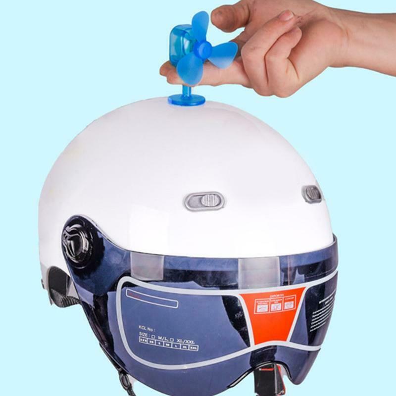 Blue Bike Motorcycle Helmet Fan with Light Easy to Install Rotatable Propeller