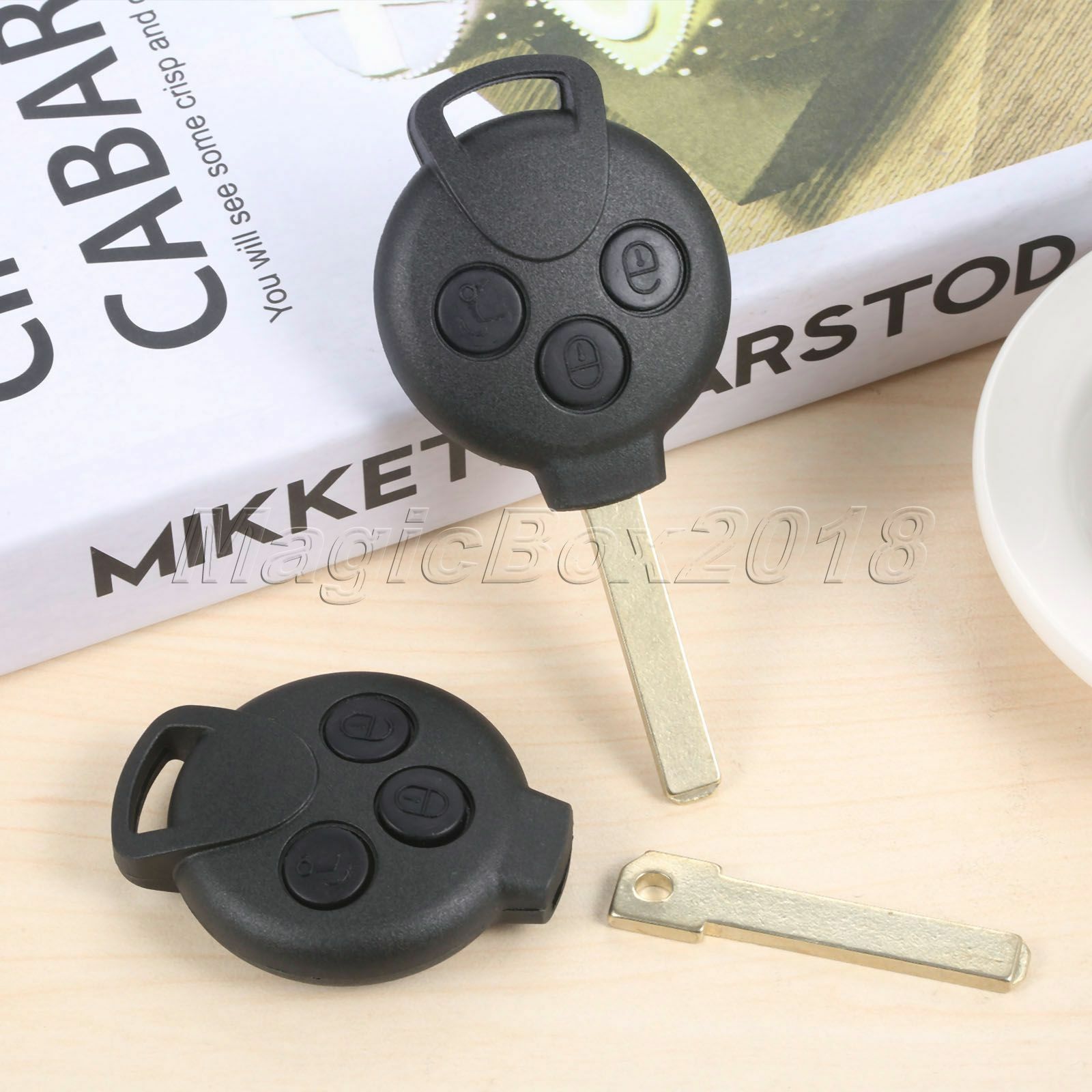 2X Remote Key Fob 3BTN ID46 Chip For Car 07â€“13 Mercedes-Benz Smart Fortwo 451