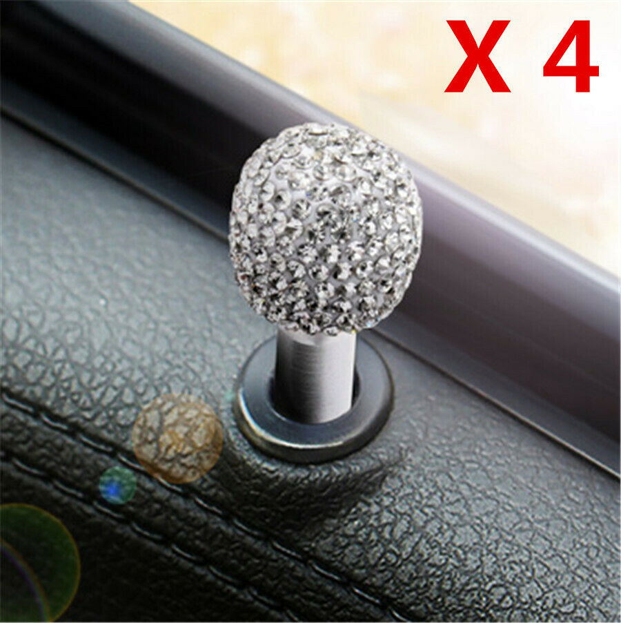 8Pcs Seat Headrest Collar Decor  + Interior Door Lock Knob Bling Car Interior