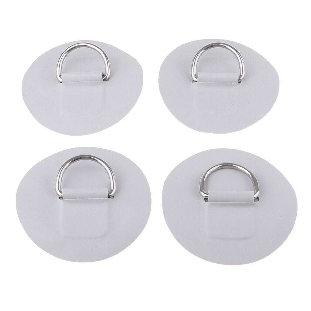 4 Pieces Stainless Steel D-ring Patch for Inflatable Boat Dinghy Kayak 7cm