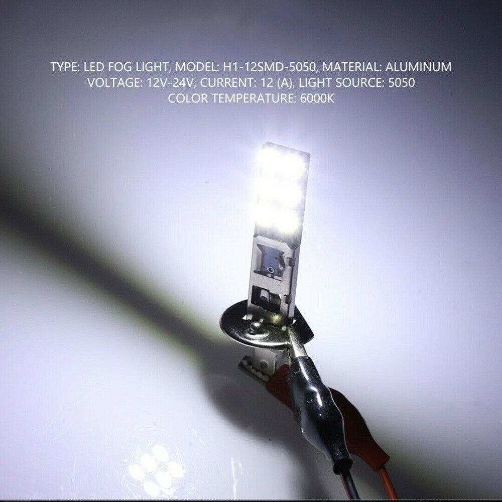 4pack H1 White 6000K 55W 12 SMD-5050 LED Headlight Bulbs Kit Driving Light Bulbs