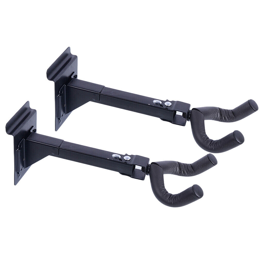 2 Pieces Iron Bass Guitar Wall Hanger Holder Storage Display Stand Rack