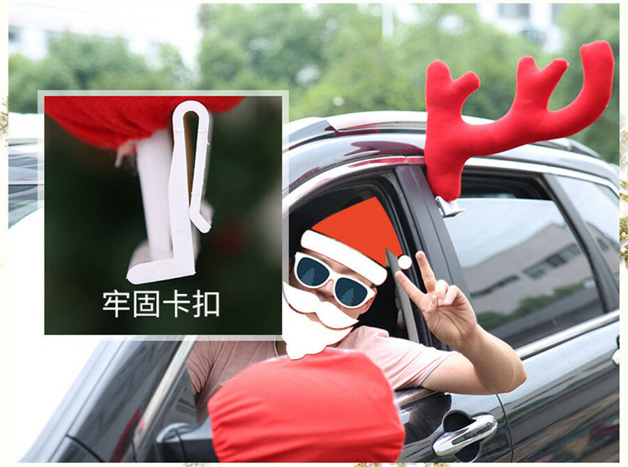 Big Reindeer Antlers Nose & Mirror Cover Car Van Vehicle Costume Christmas Décor