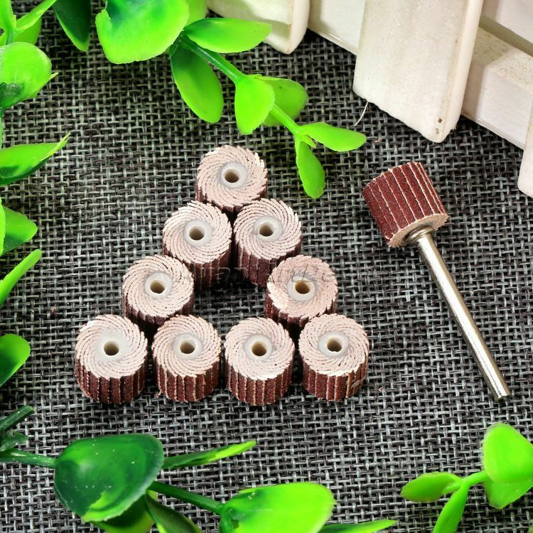 10X Sandpaper Flap Wheel Head Disc 1/8" Shank Rod Polishing 240 Grit Rotary Tool