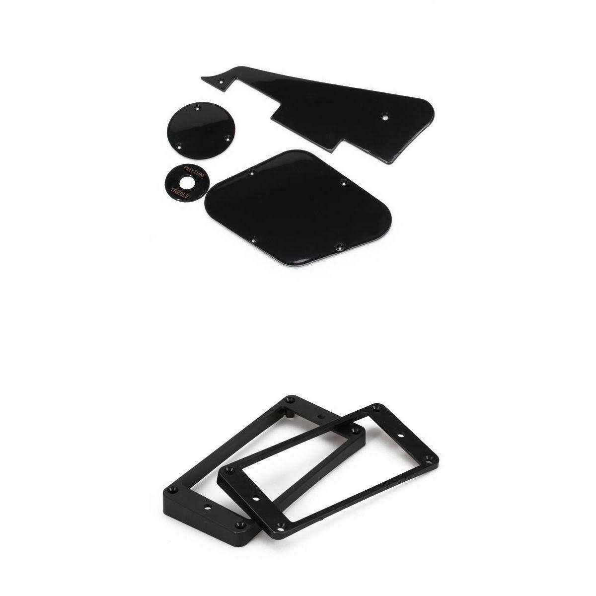 Black Curved Neck Bridge Pickup Frame Mounting Rings Switch Covers For LP Guitar