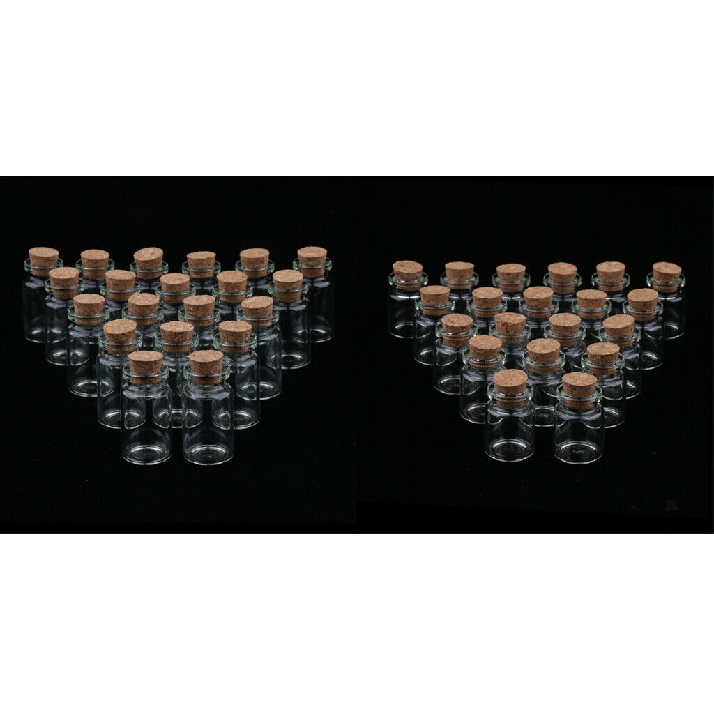 10ml 5ml Mini Glass Jars with Cork Stopper - Pack of 40 - Clear Tiny Bottles
