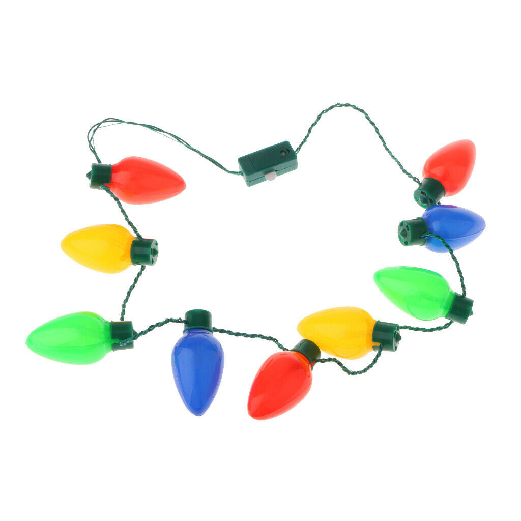 LED Light Up Christmas Bulb Necklace Party Favors 36cm-9 LED Bulbs