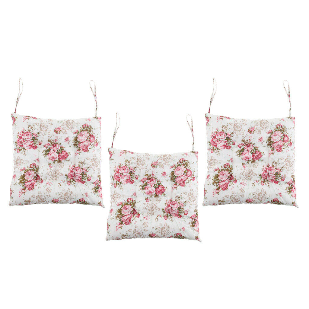 3Sets Cotton Print Cushion Seat Pads for Kitchen Home Kitchen Chair 37x37cm