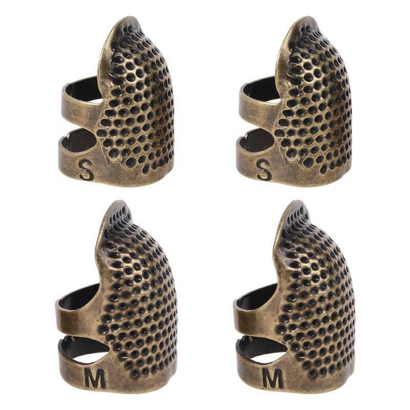 4pcs/set Sewing Thimble Adjustable Finger Protector Metal Shield Pin Needles DIY