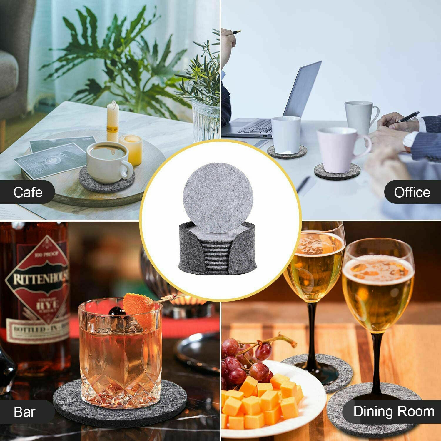 10 Pcs Round Felt Coaster Dining Table Protector Pad Heat Resistant Cup Mats