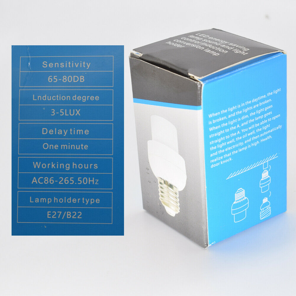 1pc E27 Sound Control Induction LED Halogen CFL Light Bulb Holder Socket Adapter