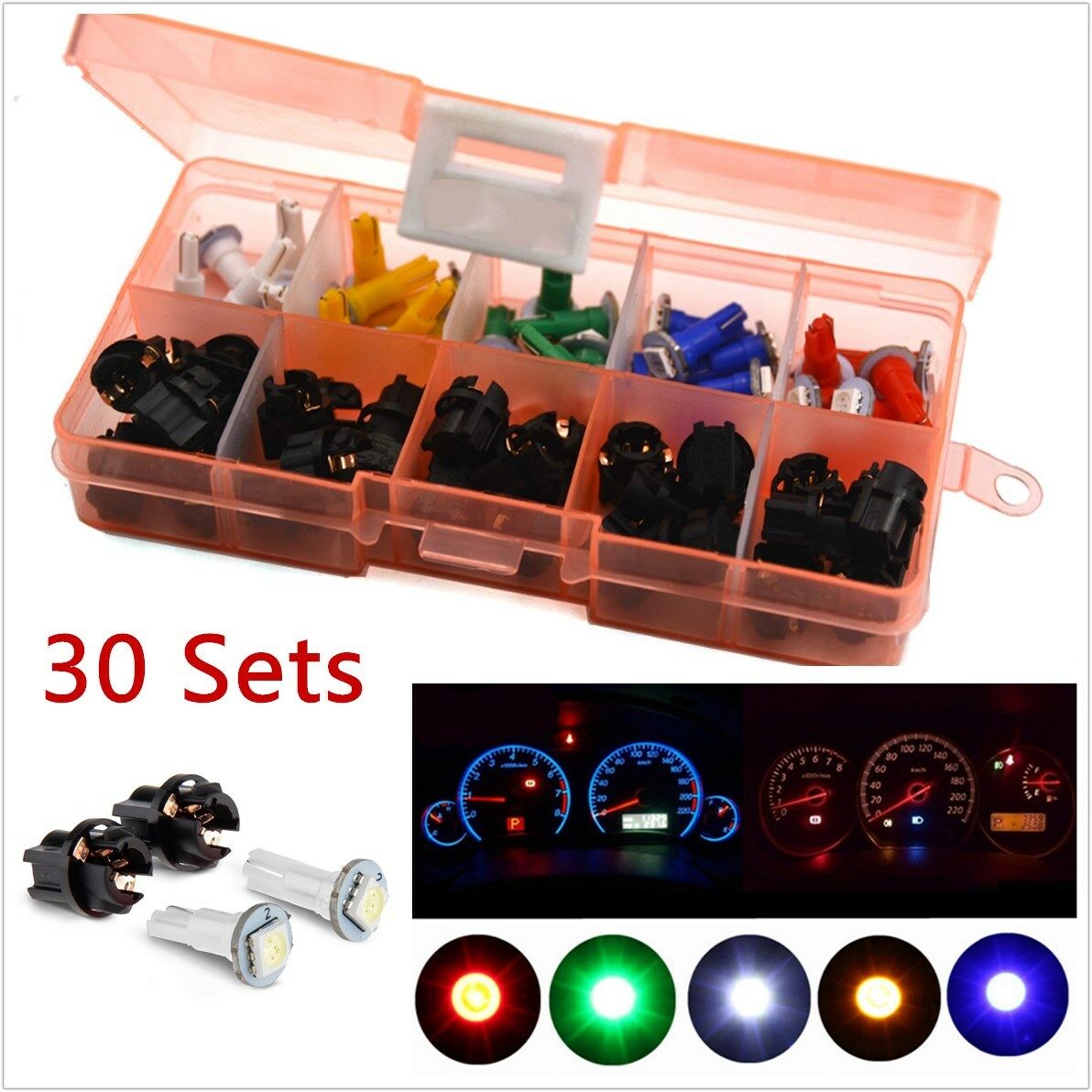 30x T5 LED Twist Socket Car Instrument Panel Gauge Cluster Plug Dash Light Bulb
