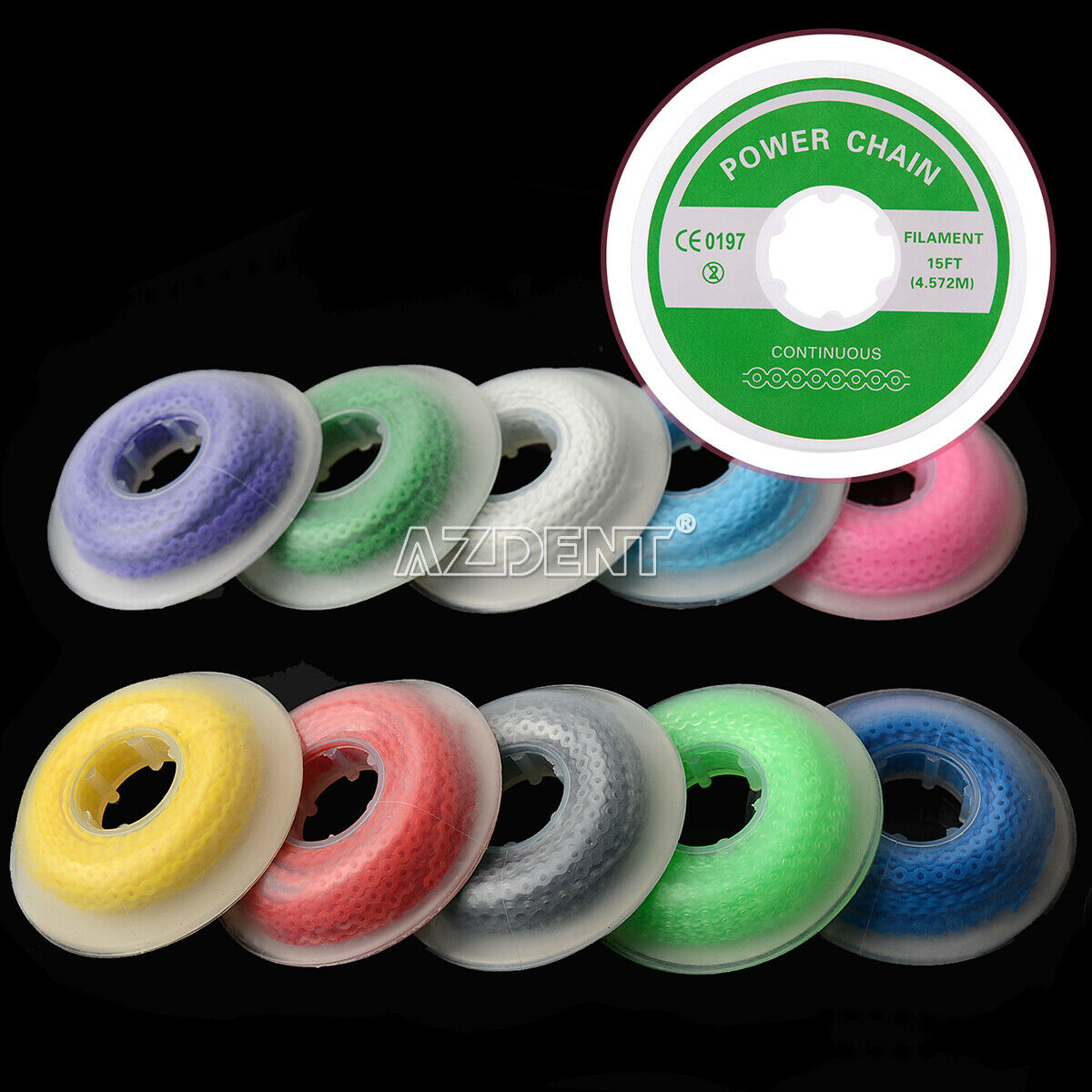 10 Rolls Dental Ortho Elastic Chains Ultra Power Short Chain Mixed Continuous