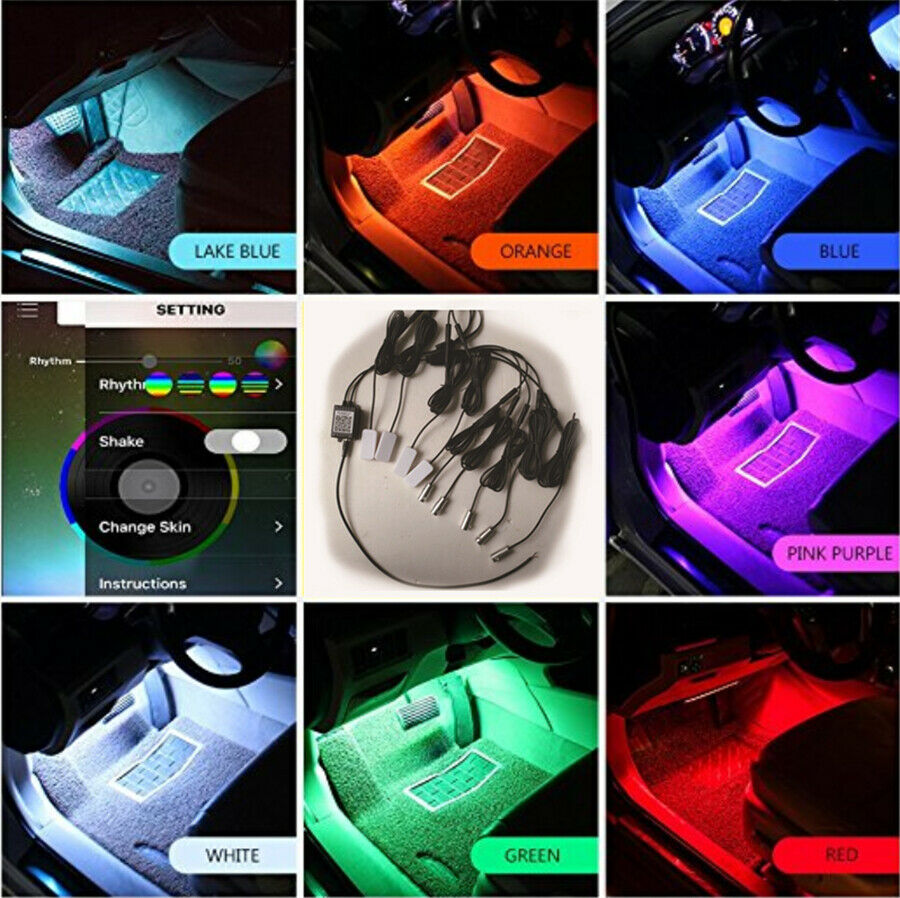 9in1 RGB LED 6M Car Interior Decor Neon EL Fiber Optical Strip Light App Control