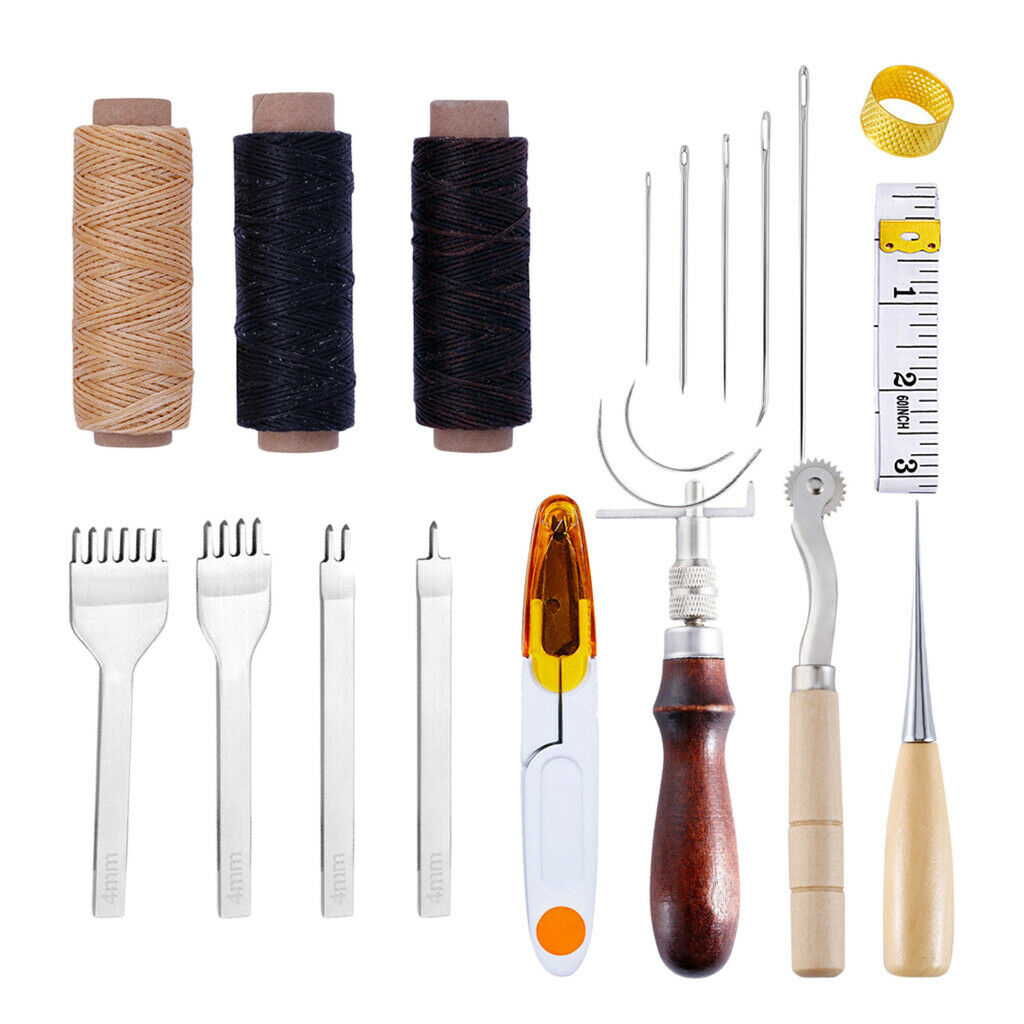 20Pcs/set Leather Craft Basic Stitching Sewing Hand Tool Set Saddle Groover for