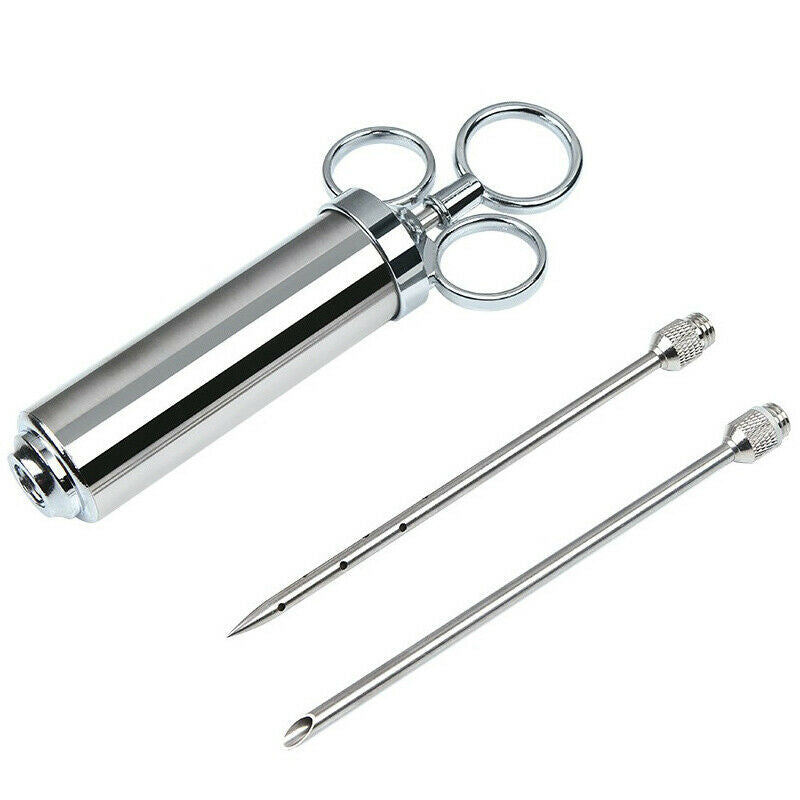 Kitchen Stainless Steel Turkey Meat Injector Needle Syringe Cooking Marinade New