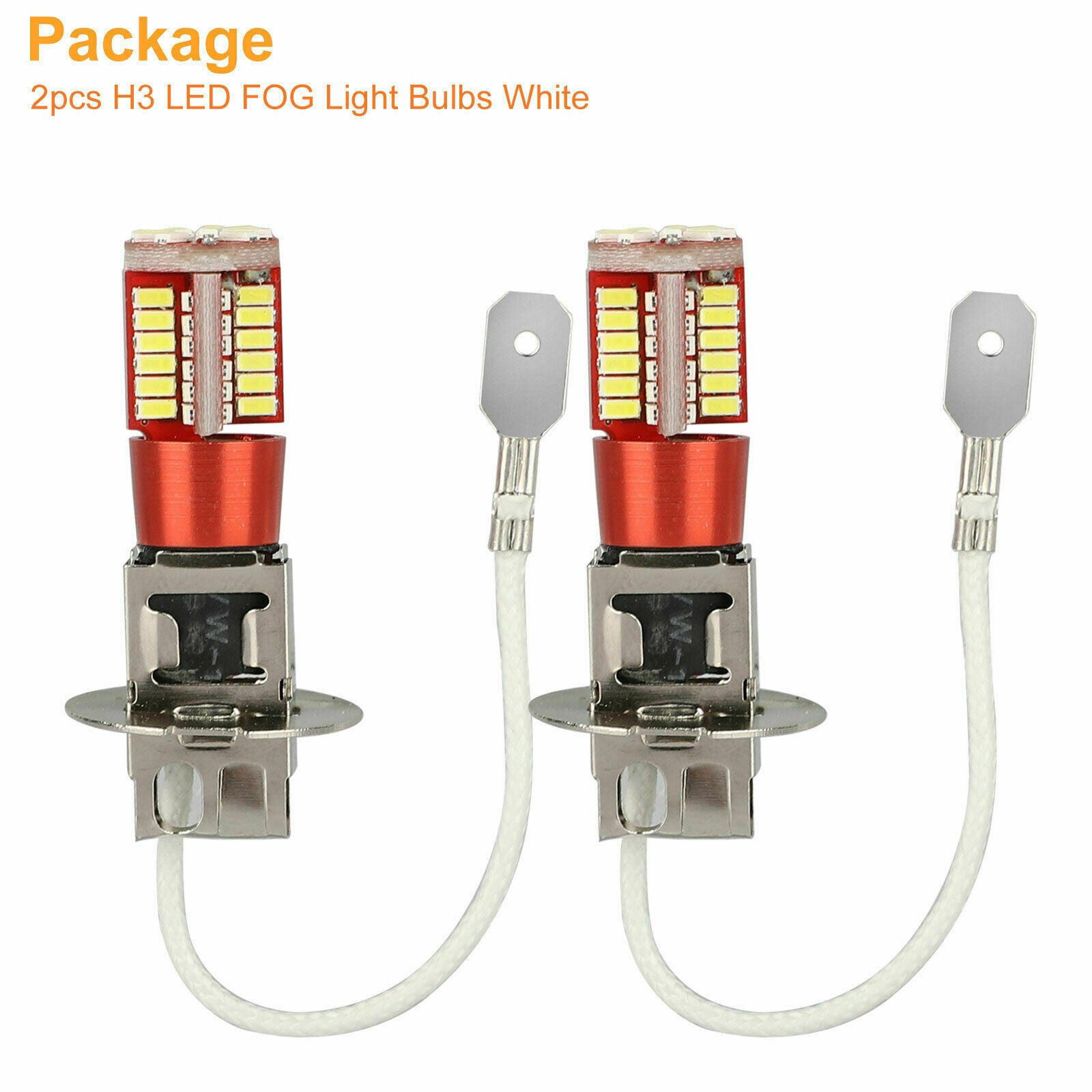 2PCS H3 LED Fog Light Bulbs Conversion Kit Super Bright Canbus 6000K White 100W