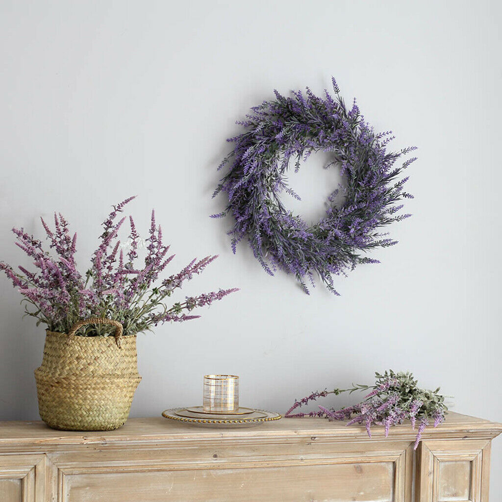 Outside Garden Artificial Lavender Flowers Wreath Front Door Home Art Decors