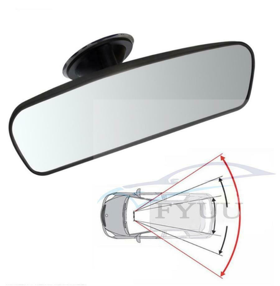 Car Auto Wide Flat Interior Rear View Mirror Suction Clip On Rearview Universal