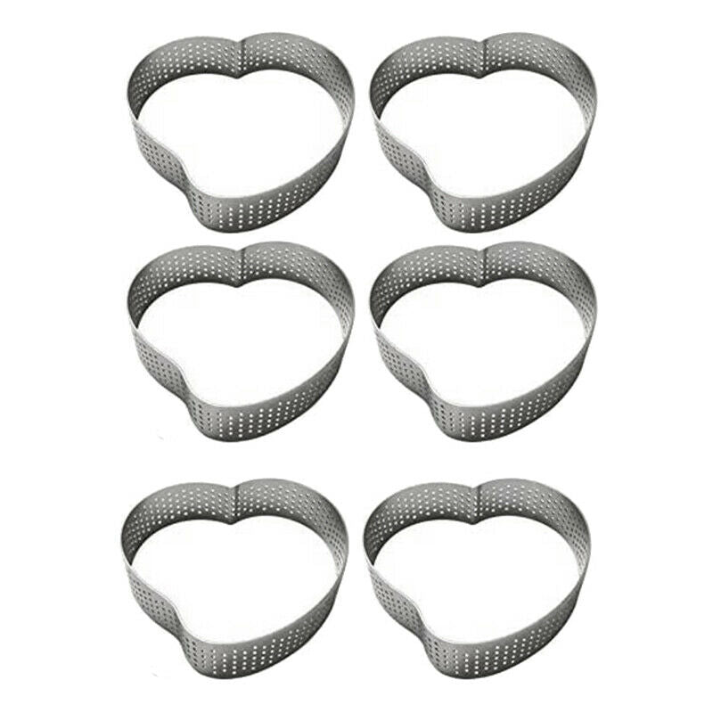6 Pcs Stainless Steel Porous Tart  Bottom Tower Pie Cake Mould Baking Tools,H1V5