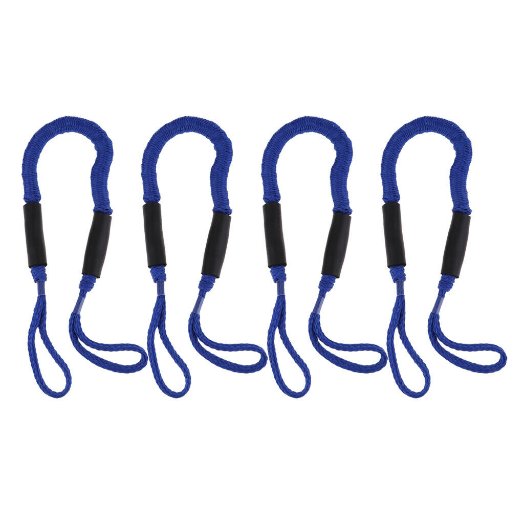 4pcs 5ft Heavy Duty Nylon Marine Boat Bungee Dock Line Mooring Cord Tie