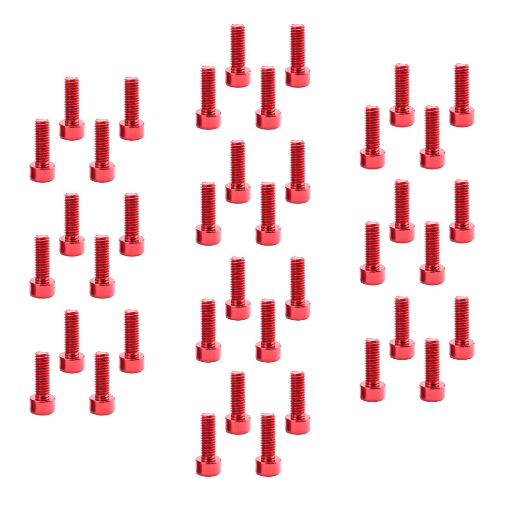 40 Pieces Aluminum Alloy Biking Water Bottle Cage Holder Bolts Screws Red