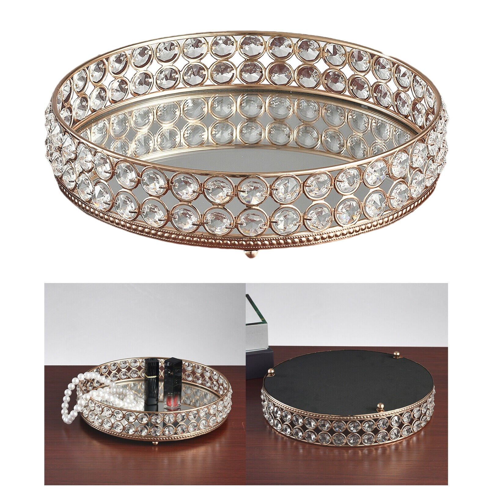 Crystal Tray Makeup Organizer Trinket Holder Fruit Dessert Serving Plate