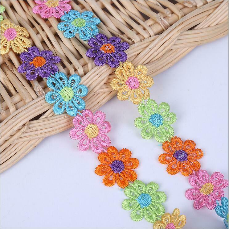 5 Yards Embroidered Flowers lace Trim decoration Clothing/hat Appliques Sewing