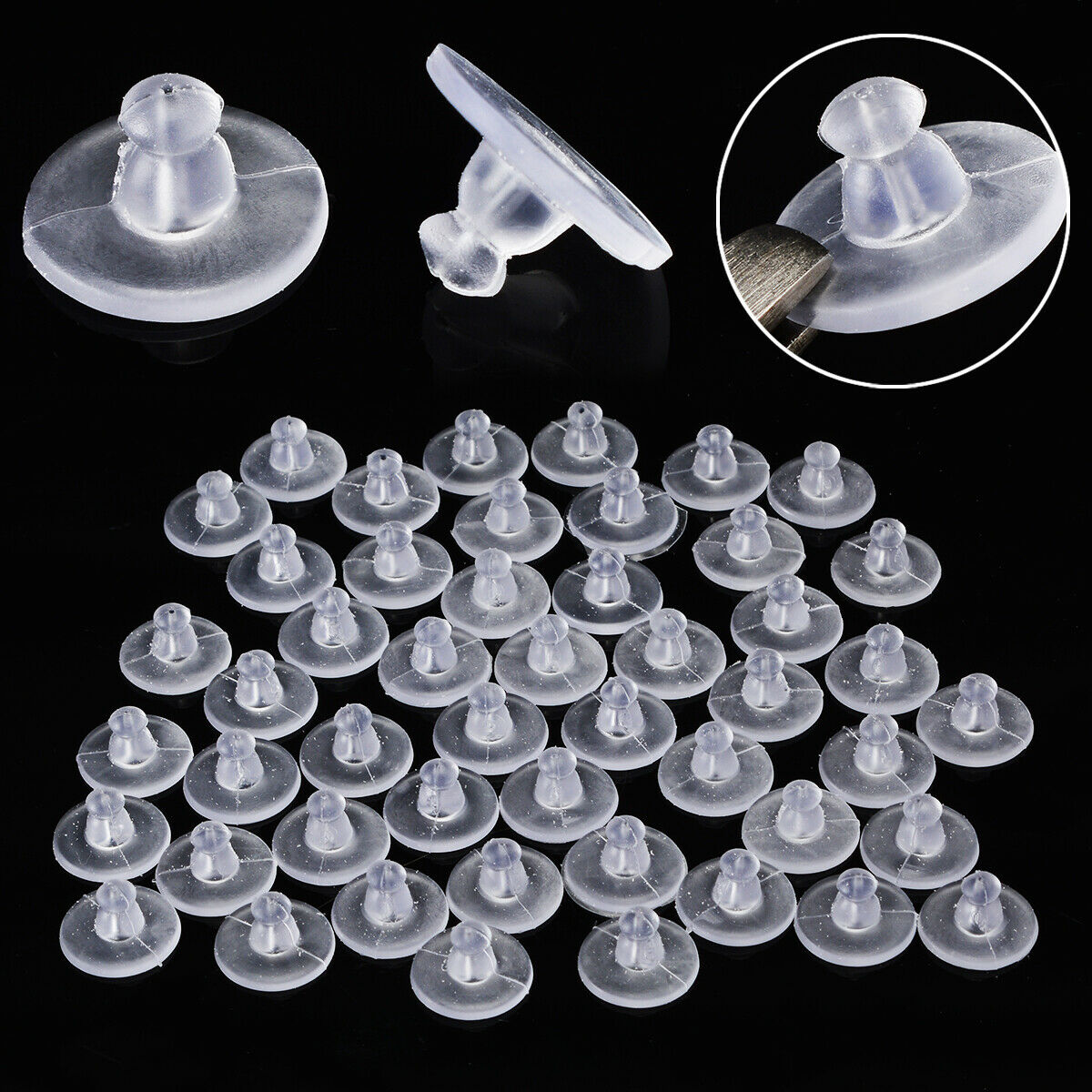 silicone Earring Backs Soft Clear Silicone Ear Stoppers Nuts Stabilizers50pc