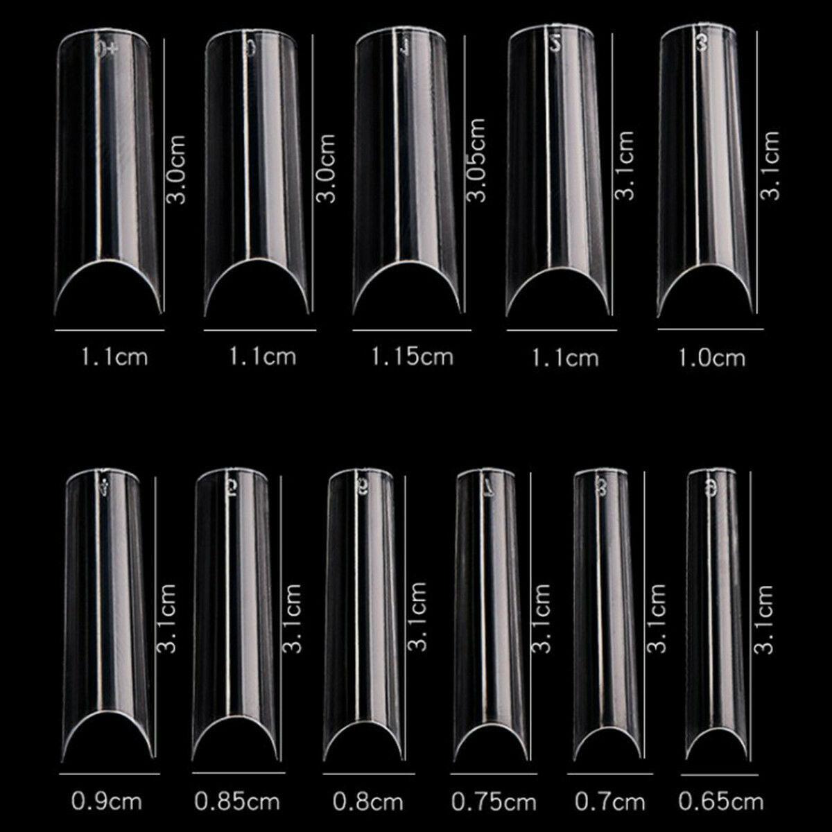 550Pcs Acrylic French Half False Nail Tips Coffin Flat C Curve Nail Art Natural