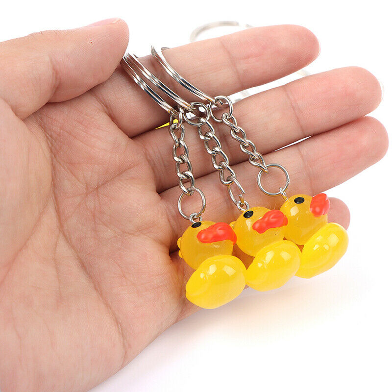 2pcs Cute Little Yellow Duck Keychain Women Girls Car Keyring Jewelry Gif.l8