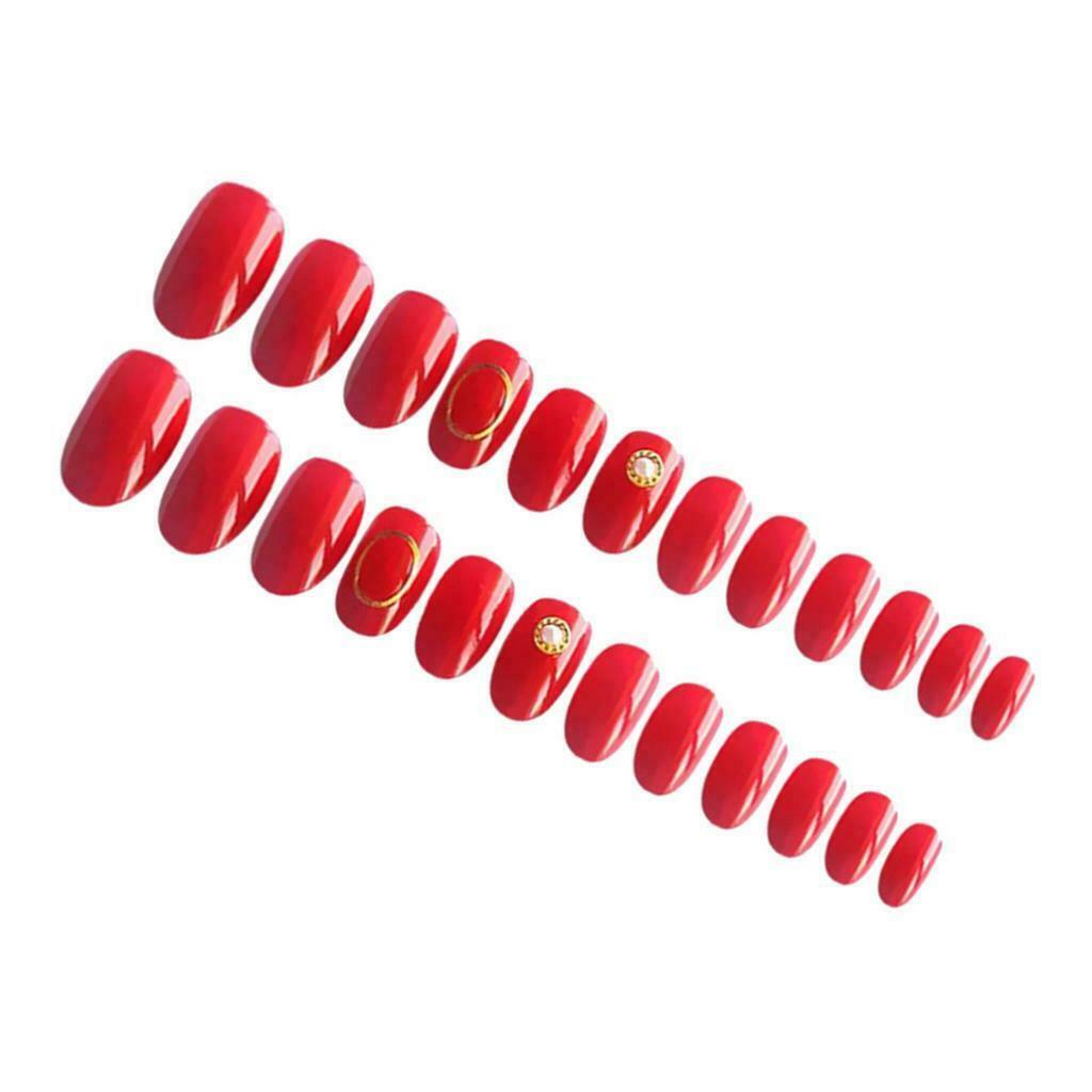 24x Women Ballerina Nails Oval Tips Short Nail for Party Wedding Daily