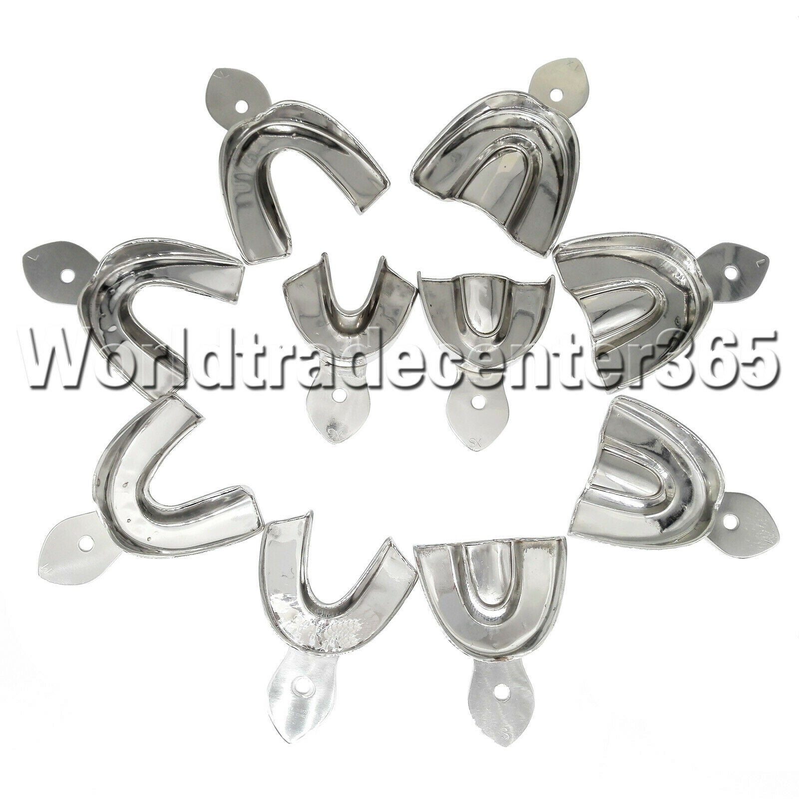 HOT 10PCS DENTAL STAINLESS STEEL NON-PERFORATED IMPRESSION TRAYS AUTOCLAVABLE