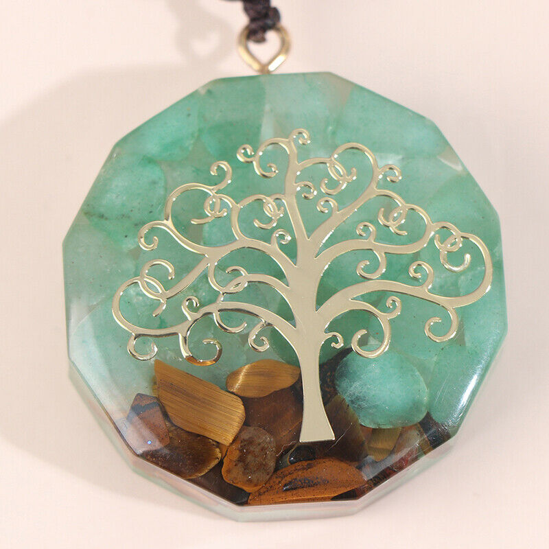 Orgonite Tiger'S Eye Stone Dongling Jade Pendant Energy Necklace JewelryB.bu LS