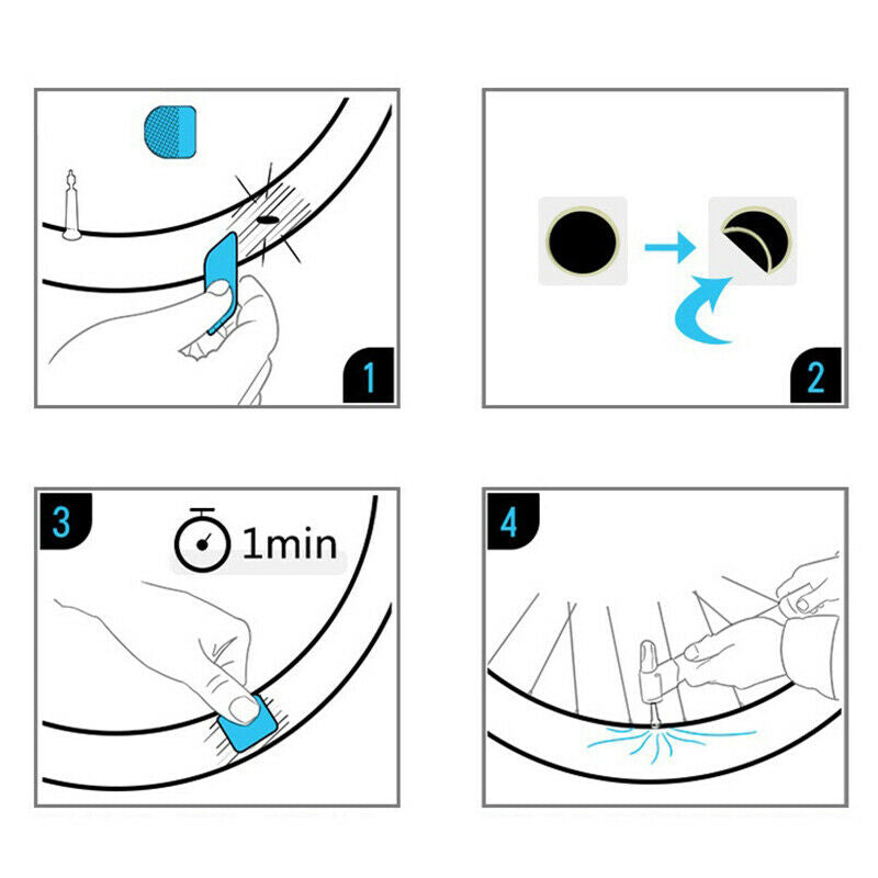 8Pcs Glueless Chip Patches Bicycle Inner Tire Repair Kit Road Bike Access.l8