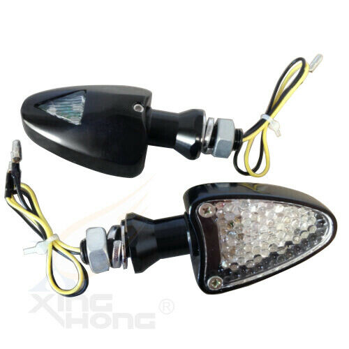 10mm LED Dual Sport Turn Signal Indicators Blinkers Lights Black base Clear lens