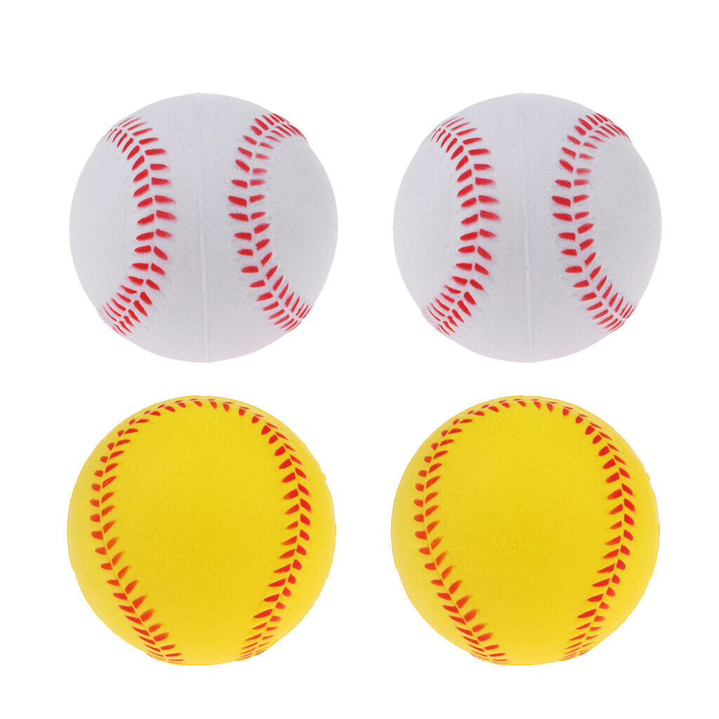 4x Soft PU Training Baseball Softball Kids Team Game Playing Bouncy Ball