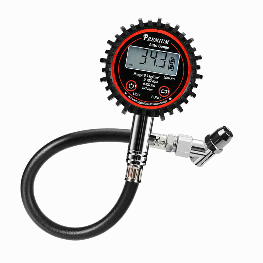 100 PSI Digital Tire Air Pressure Guage Rubber Air Hose for Car Bike Auto
