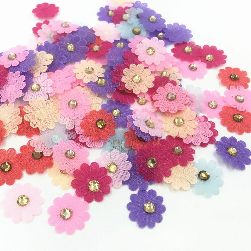 200pcs Rhinestone Flower Felt Appliques Mixed Colors scrapbooking 19mm