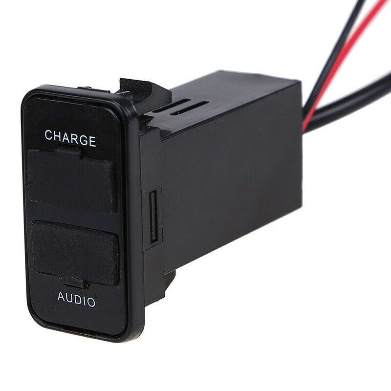 1x Car Dual USB Socket Charger+Audio Port LED Indicator Adapter Black For SUZUKI