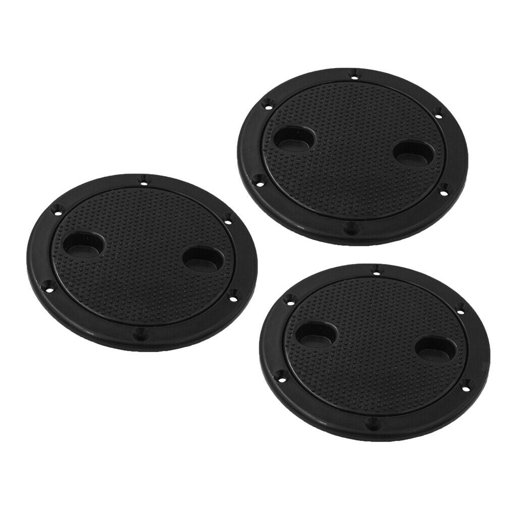 3 Pieces Marine Boat RV Black 4 inch Hatch Cover Twist Screw Out Deck Plate
