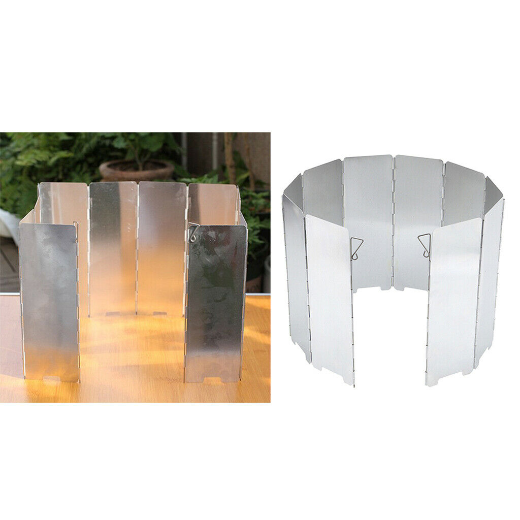 10x Aluminum Alloy Collapsible BBQ Gas Stove Wind Screen Windshield Cooking